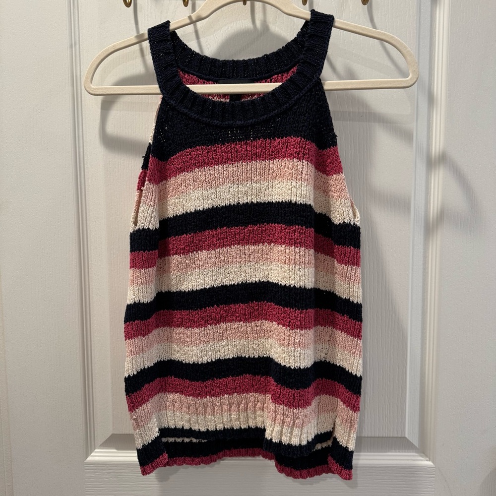 J. Crew Navy, Pink & Cream Striped Knit Tank